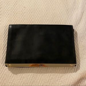 Halston Heritage Flat Leather Black Clutch Bag